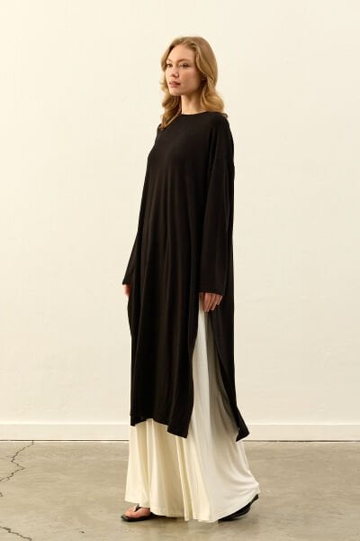 Siyah Viskon Uzun Tunik