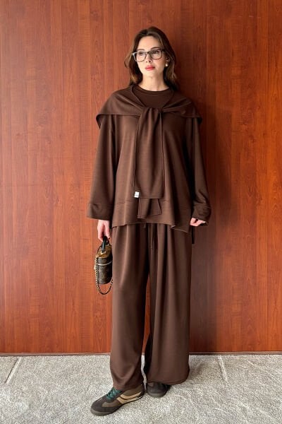 Acı Kahve Oysho Bağlamalı Pantolon Takım