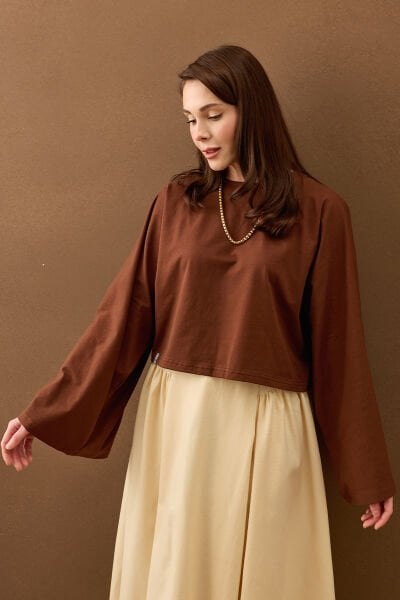 Acı Kahve Süprem Yarasa Kol Crop