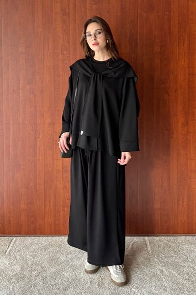 Siyah Oysho Bağlamalı Pantolon Takım