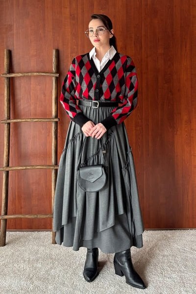 Antrasit Koton Bohem Kat Etek