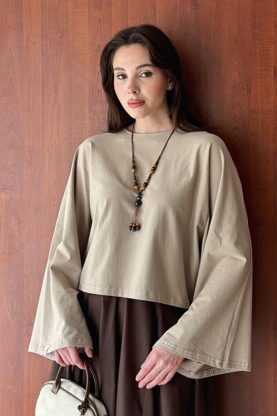 Taş Süprem Yarasa Kol Crop