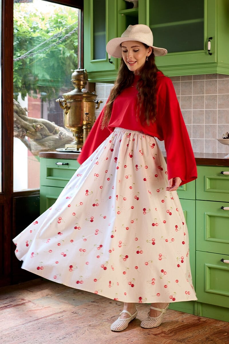 Kiraz Desen Balon Etek