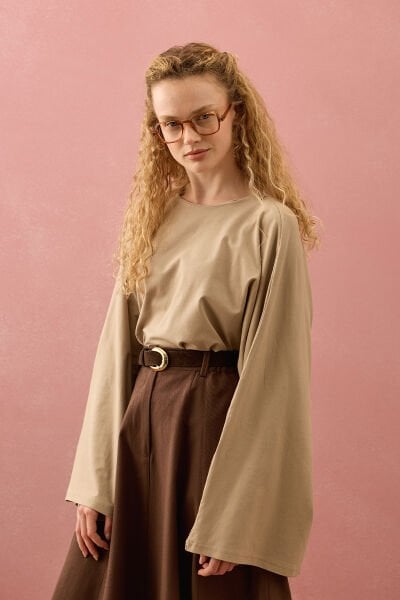 Taş Süprem Yarasa Kol Crop