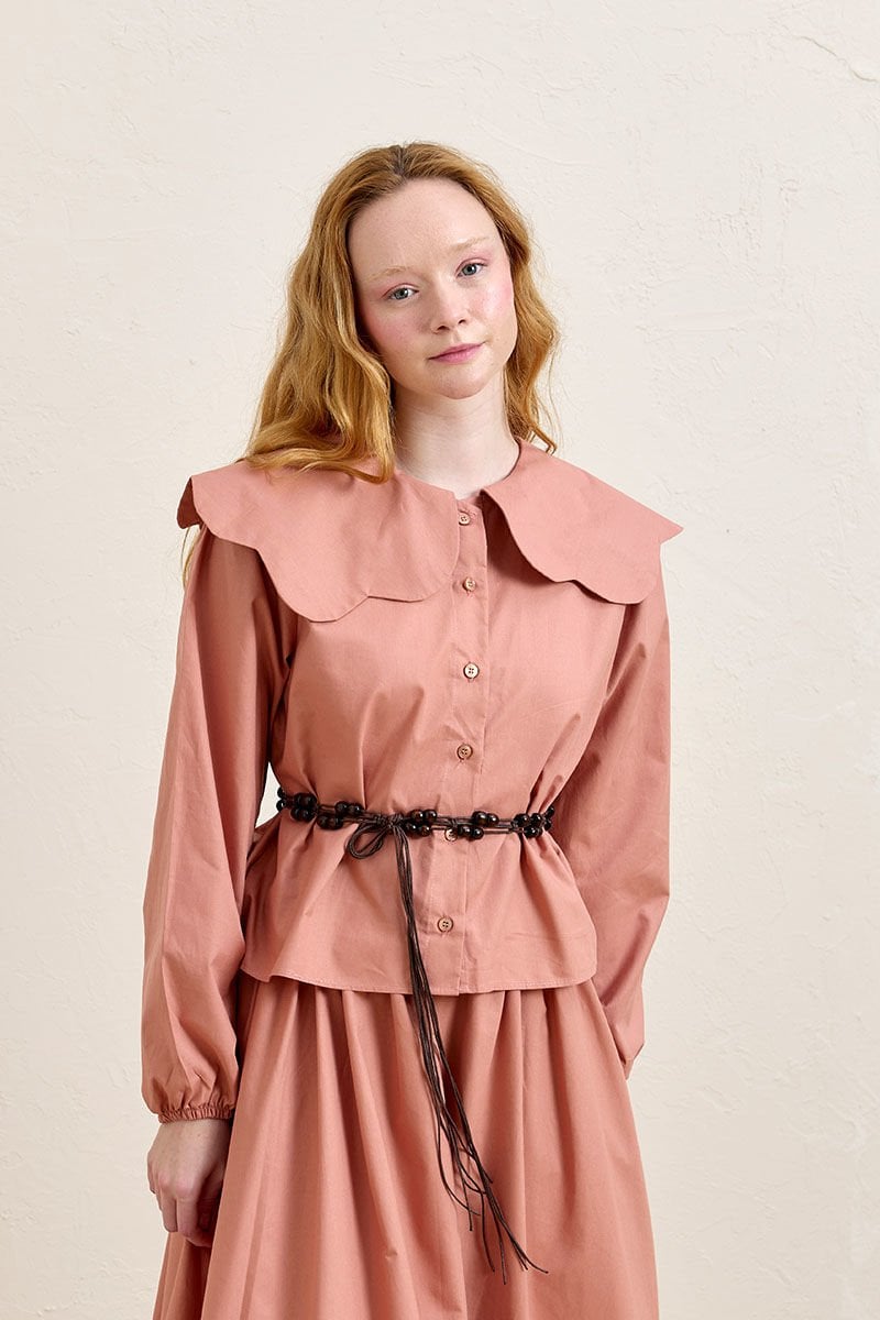 Somon Papatya Yaka Crop Gömlek