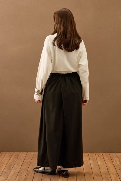 Siyah Poliviskon Etekli Pantolon