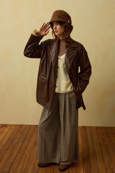 Acı Kahverengi Deri Ceket