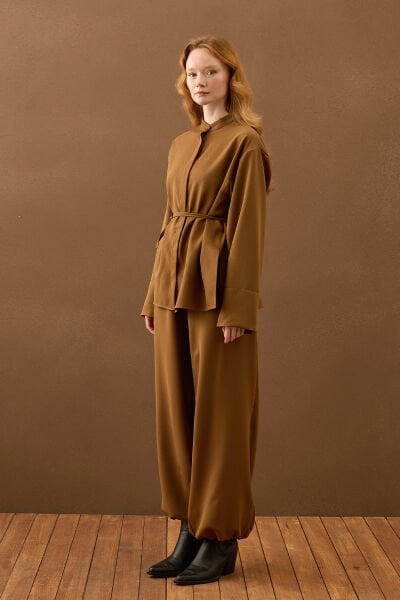 Karamel Krep Şalvar Takım