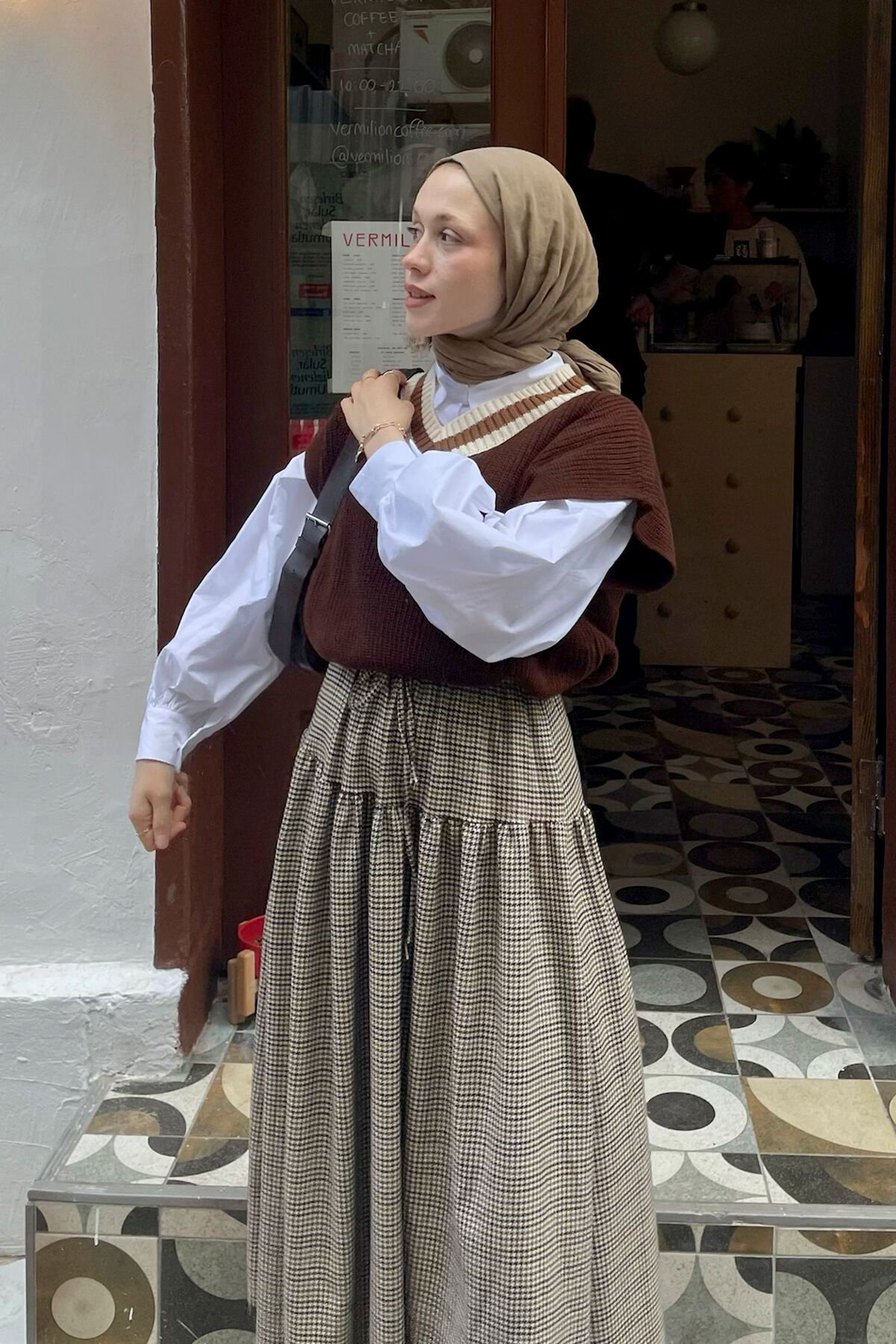 Kaz Ayağı Desen Etek