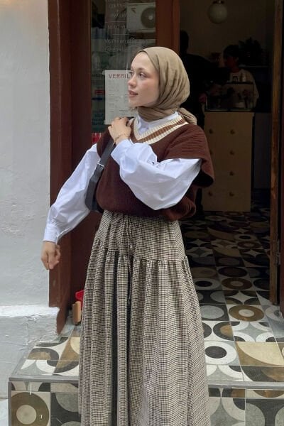 Kaz Ayağı Desen Etek