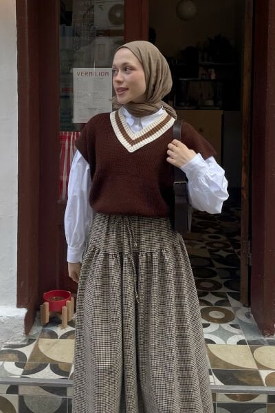 Kaz Ayağı Desen Etek