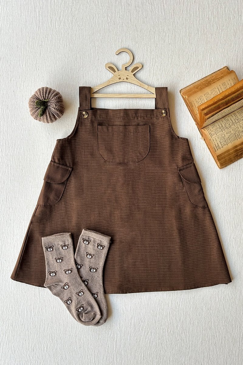 Çikolata Çocuk Duck Keten Etekli Salopet