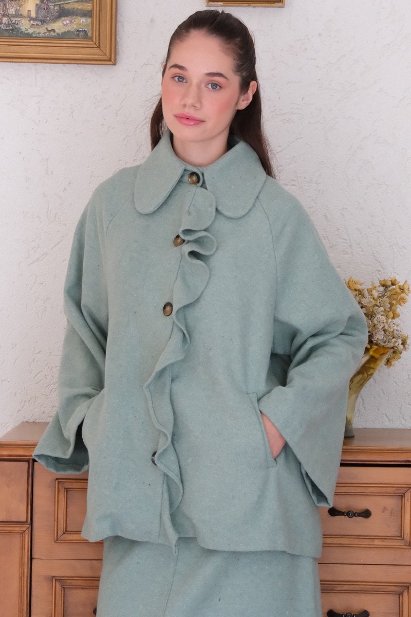 Mint Yeşili Kaşe Panço