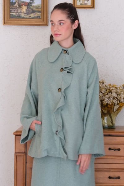 Mint Yeşili Kaşe Panço