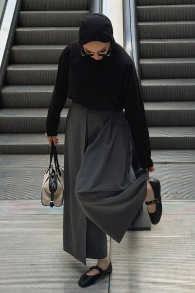 Antrasit Poliviskon Etekli Pantolon