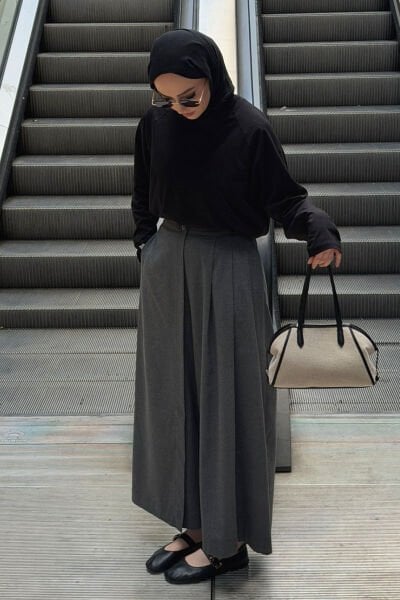 Antrasit Poliviskon Etekli Pantolon