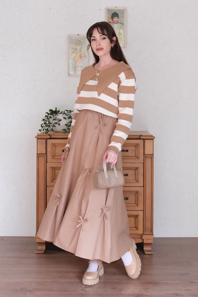 Karamel Fiyonklu Etek