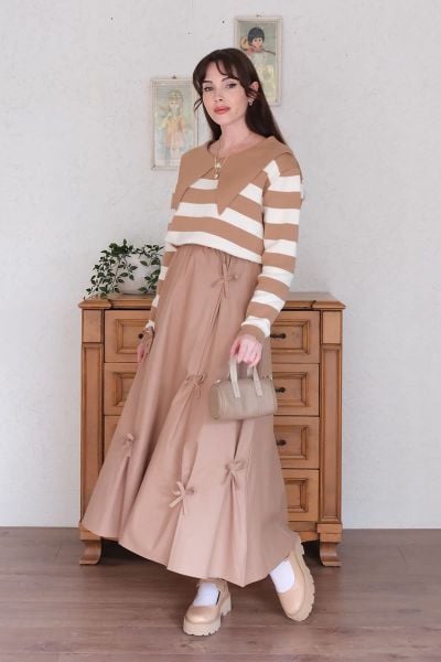 Karamel Fiyonklu Etek