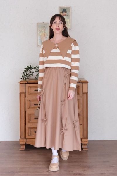 Karamel Fiyonklu Etek