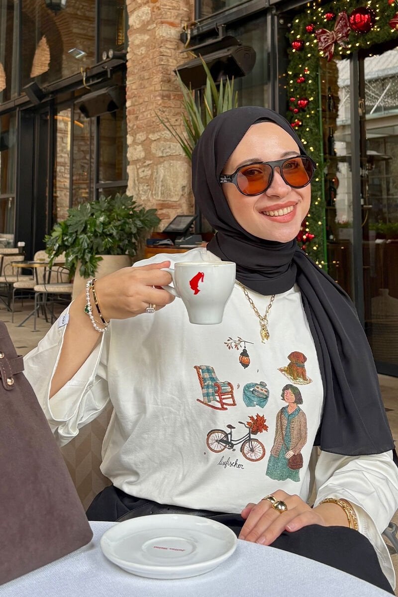 Ekru Winter Baskılı Basic Body