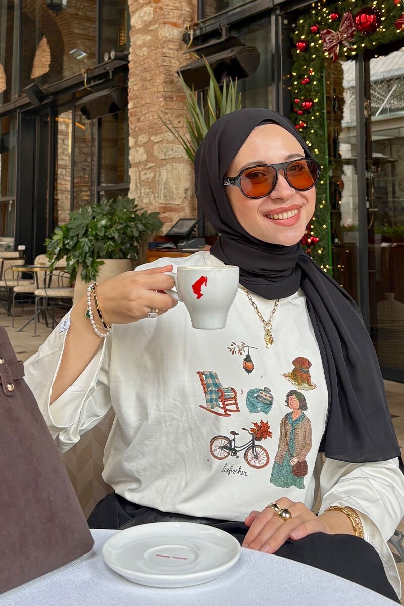 Ekru Bisiklet Baskılı Basic Body