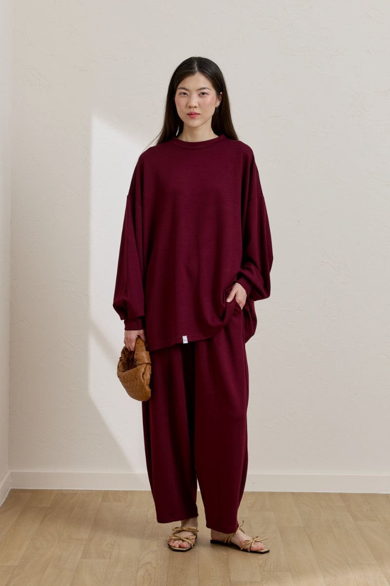 Bordo Oysho Şalvar Takım