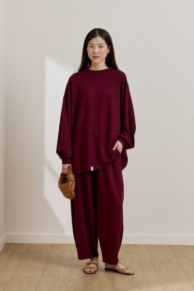 Bordo Oysho Şalvar Takım