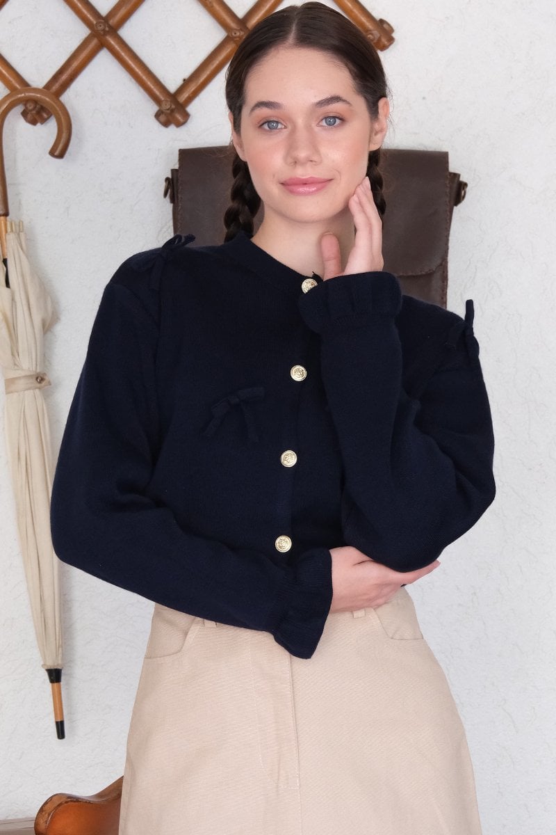 Lacivert Fiyonklu Hırka