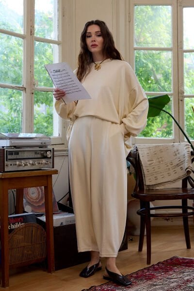 Krem Oysho Şalvar Takım