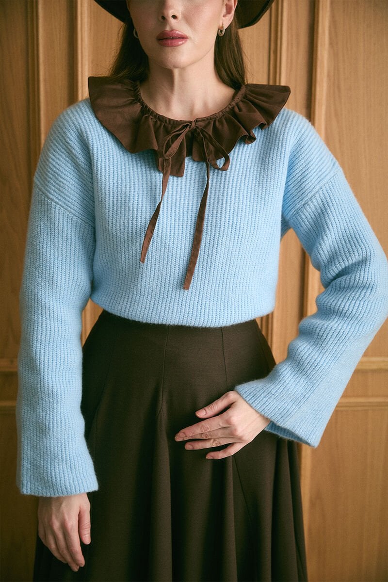 Bebe Mavisi V Yaka Triko Kazak