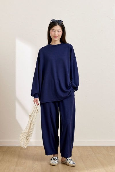 Lacivert Oysho Şalvar Takım