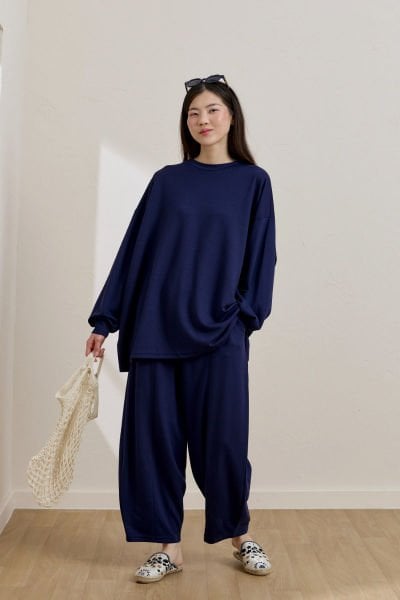 Lacivert Oysho Şalvar Takım