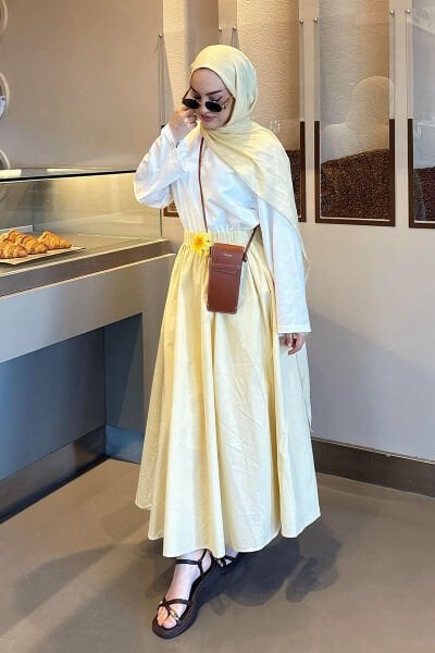 Tereyağ Sarısı Kraşlı Balon Etek