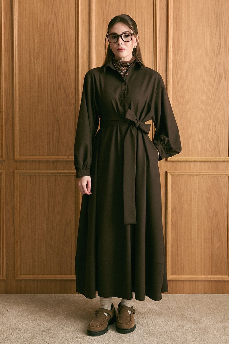 Acı Kahve Vintage Elbise