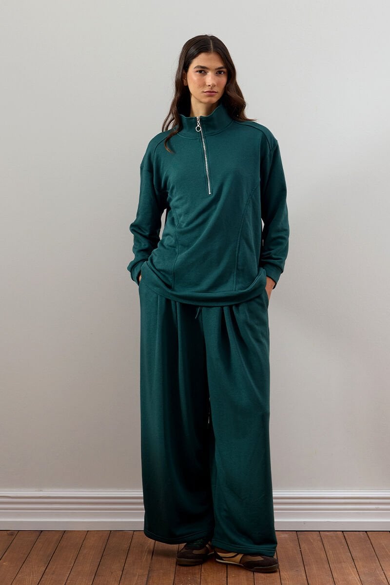 Zümrüt 3 İplik Yarım Fermuarlı Eşofman Takım