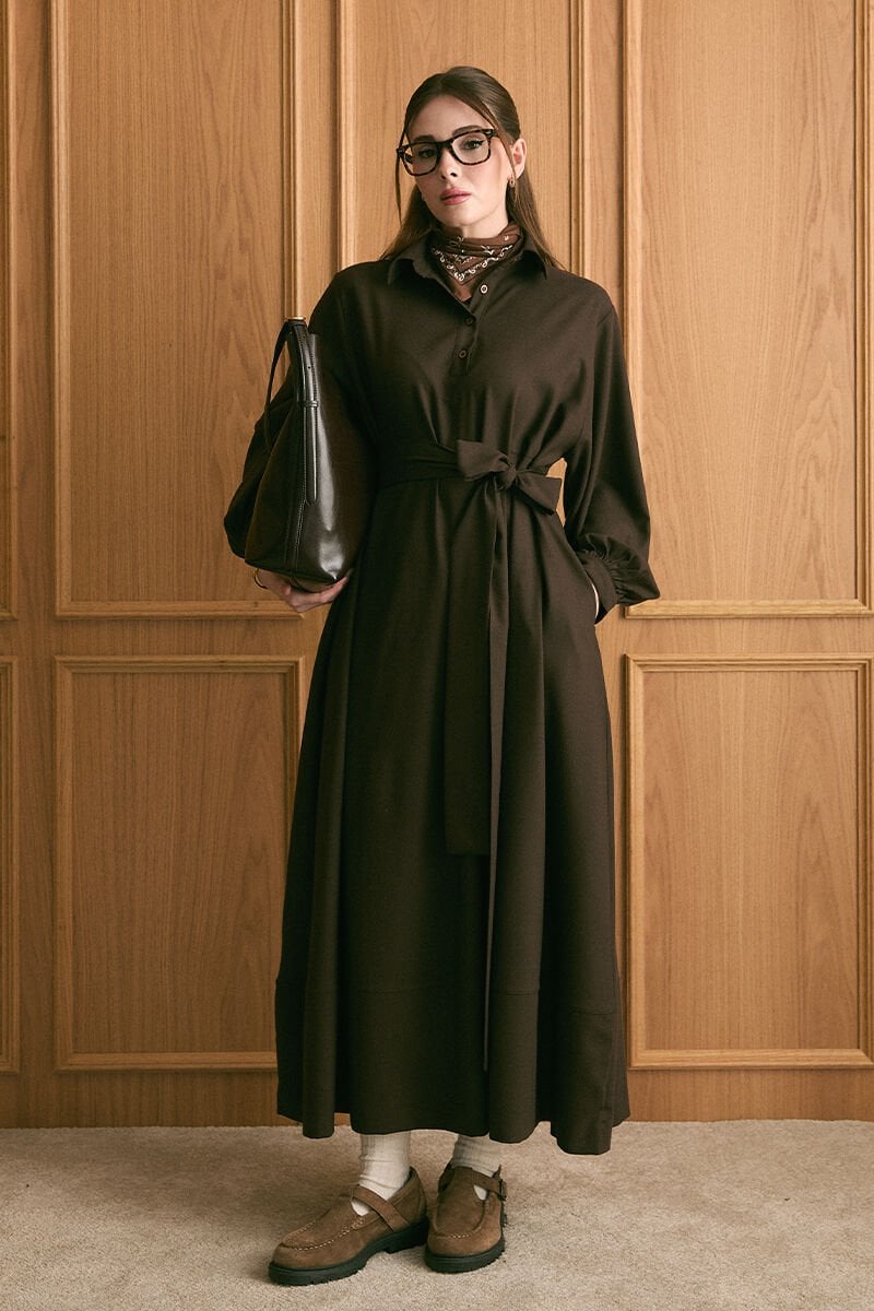 Acı Kahve Vintage Elbise