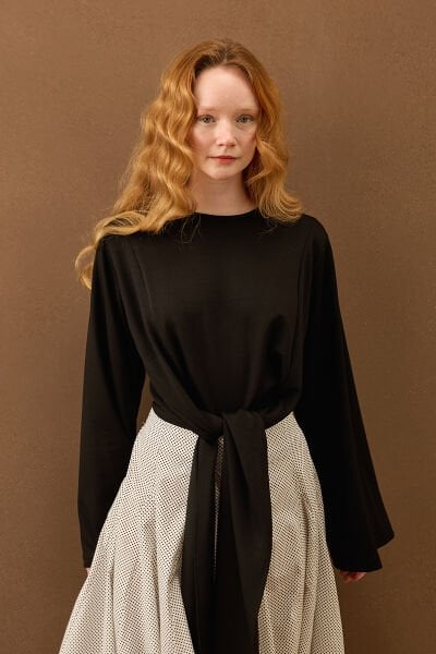 Siyah Oyhso Bağlamalı Bluz