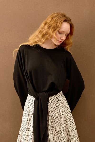 Siyah Oyhso Bağlamalı Bluz