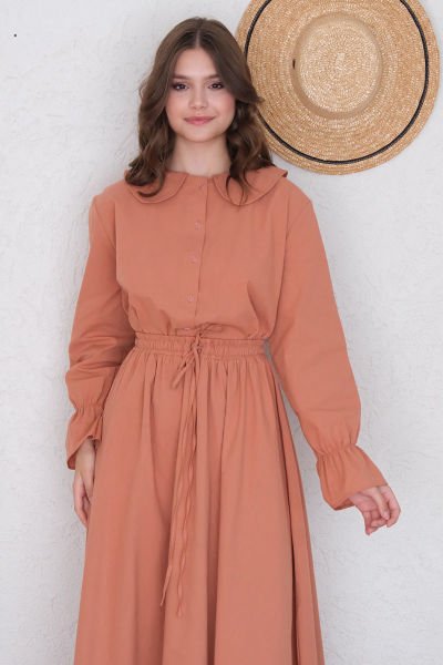 Soft Turuncu Organik Keten Marul Kol Gömlek