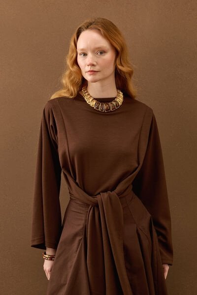 Acı Kahve Oyhso Bağlamalı Bluz