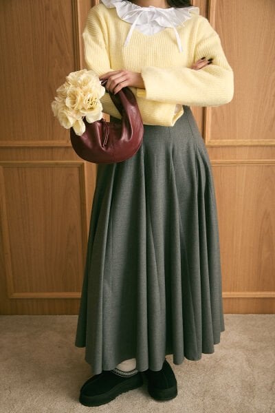 Antrasit Koton Parçalı Etek