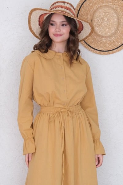 Hardal Organik Keten Marul Kol Gömlek