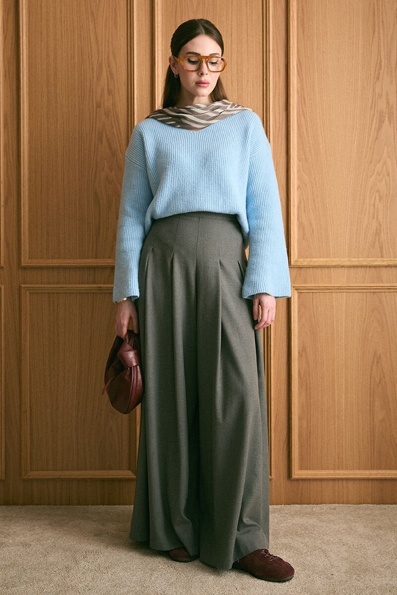 Antrasit Pile Detay Bol Paça Pantolon