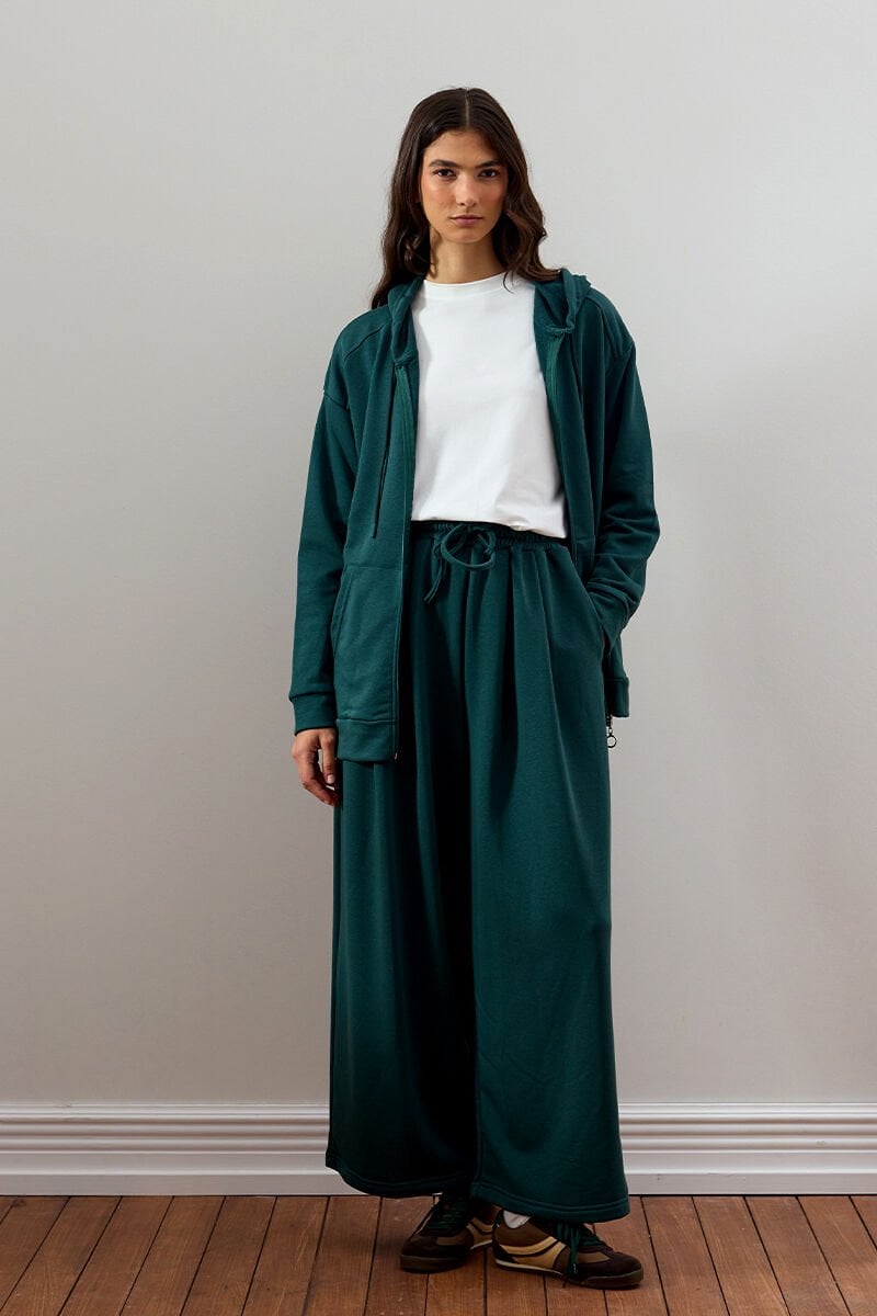 Zümrüt 3 İplik Uzun Fermuarlı Eşofman Takım