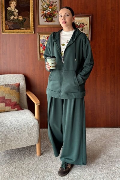 Zümrüt 3 İplik Uzun Fermuarlı Eşofman Takım