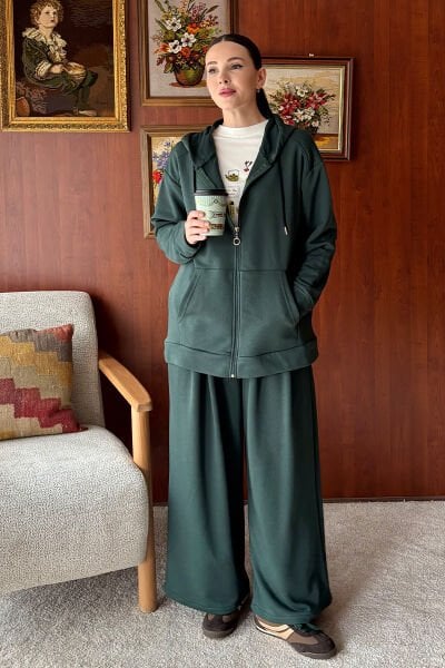 Zümrüt 3 İplik Uzun Fermuarlı Eşofman Takım