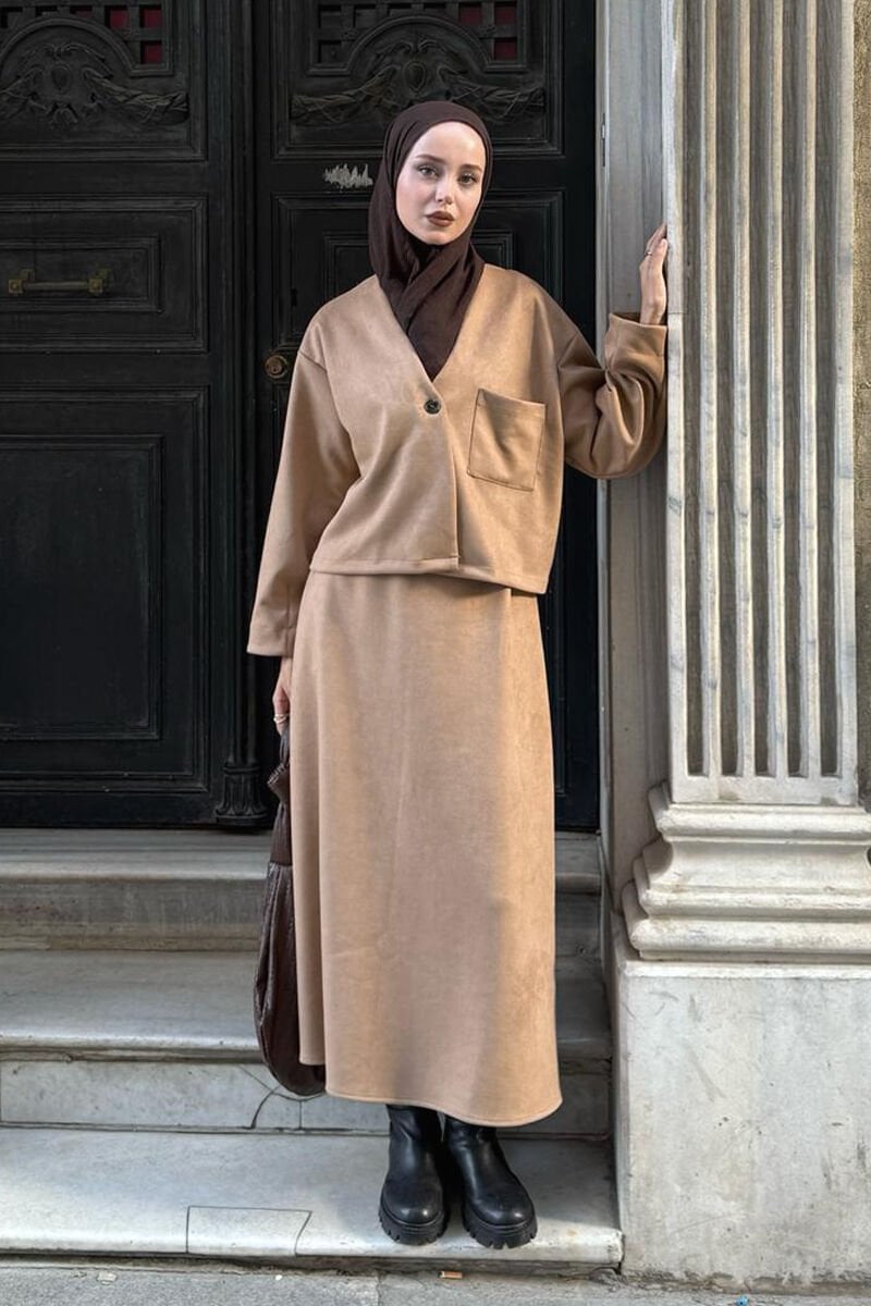 Karamel Süet Tek Cepli Ceket