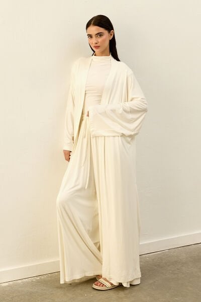 Ekru Viskon Kimono