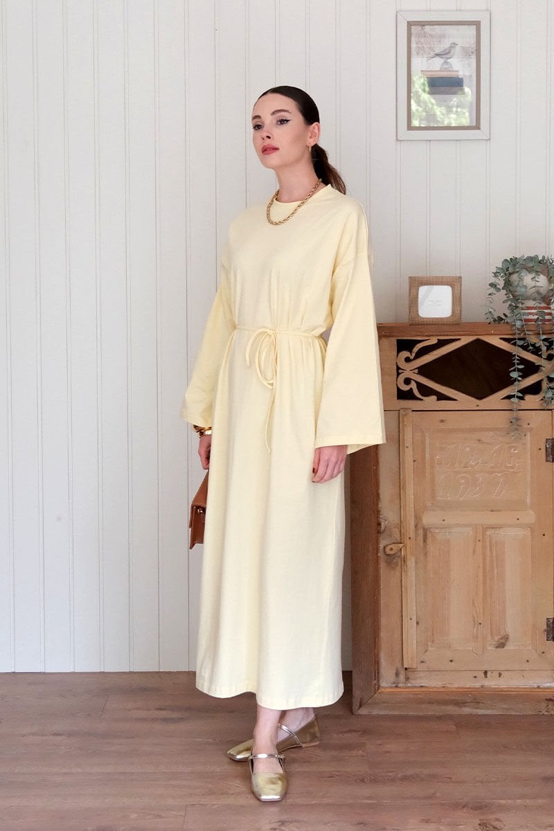 Tereyağ Sarısı Süprem Basic Elbise