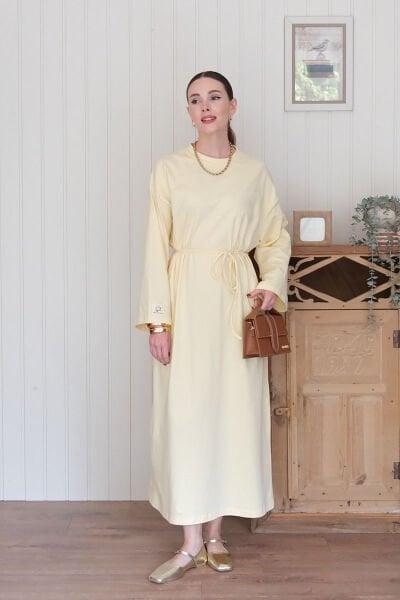 Tereyağ Sarısı Süprem Basic Elbise